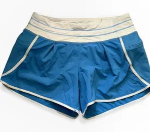 Lululemon Run In The Sun Shorts Blue White Trim Zipper Pocket Size 2 Liner Track thumbnail 1