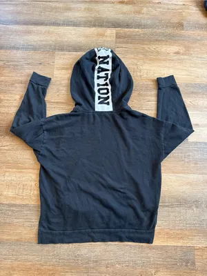 PINK Victoria's Secret Black Hooded Sweatshirt with White Logo Size S thumbnail 2