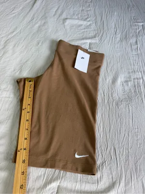 Nike Women's Tan Bike Shorts with White Swoosh thumbnail 7