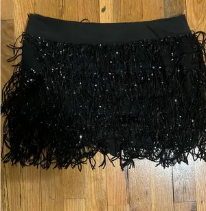 Black sequin fringe Skirt Shein thumbnail 3