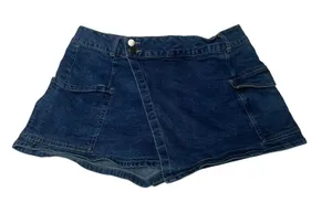 No Boundaries NoBo Denim Skort Womens XL 15-17 Blue Wrap Front Y2K Mini Skort thumbnail 1