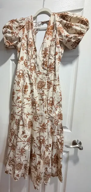 Abercrombie & Fitch Emerson Maxi dress poplin puff sleeve M thumbnail 1