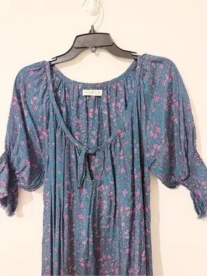 Natural Life Peasant Boho Floral Ruffle Maxi Dress Size Medium M thumbnail 2