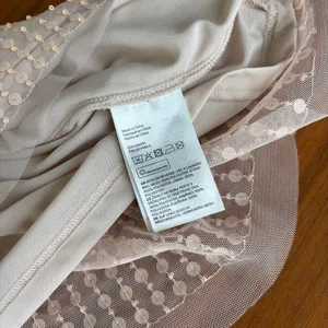 H&M Sequin Tank Top Size 8 Beige Mesh Spaghetti Strap Glam Party Holiday Work thumbnail 5
