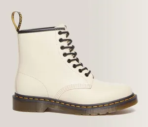 Dr. Martens 1460 Parchment Beige Smooth Leather 8-Eye Combat Boots 30552 thumbnail 1