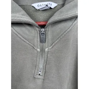 Athleta Sweatshirt XS Retro Plush Quarter Zip Olive Green Oversized Collar thumbnail 4