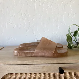 Coach |‎ Ulyssa Glitter Jelly Pool Slide Sandals in Gold Brown thumbnail 4