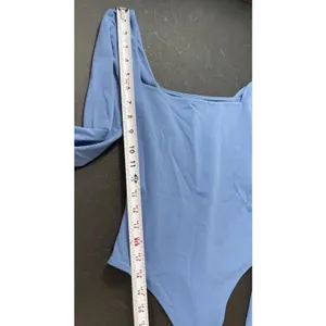 Babaton Aritzia Contour Bodysuit Blue Square Neck Long Sleeve Fitted S thumbnail 7