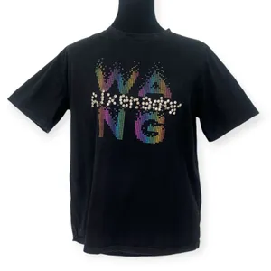Alexander Wang | M | Womens T-shirt Top Logo Rhinestone Embellished Designer thumbnail 1