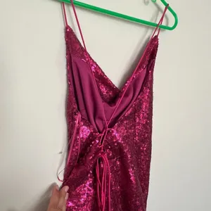 Lena Hot Pink Sequin Mini Dress with Lace up Back - Size Large thumbnail 10