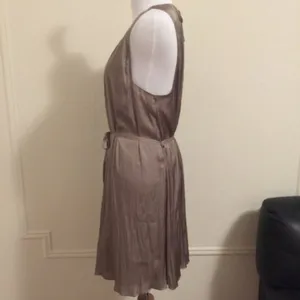 Rebecca Minkoff Dress Large Satin Pleated Belted Sleeveless Above Knee‎ thumbnail 4