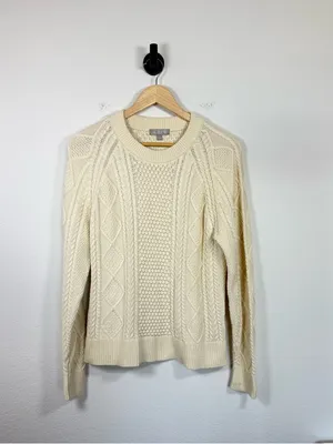 J. Crew Women’s Cotton Cable Knit Crewneck Sweater Ivory Size S thumbnail 4