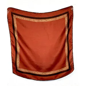 Vintage Tino Cosma 100% Silk Scarf 18” Square Rust Brown Chain Print Hand Rolled thumbnail 2
