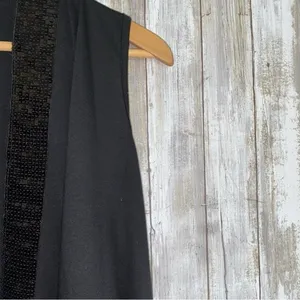 Daytrip Black Sequin Sleeveless Shawl Jacket •Medium thumbnail 3