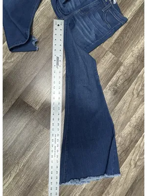 Judy Blue Super Flare Jeans Women’s 1/25 Blue Raw Hem High Rise Boho Retro thumbnail 7