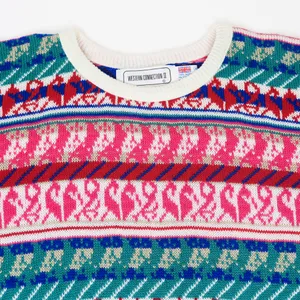 Vintage 90s Western Connection II Fair Isle Bubble Hem Short Sleeve Sweater thumbnail 5