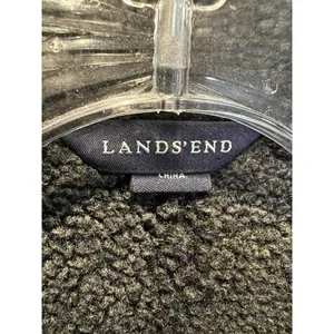 Lands' End Faux Suede Shearling Coat Jacket Longline Women's Size M 10-12‎ Black thumbnail 7