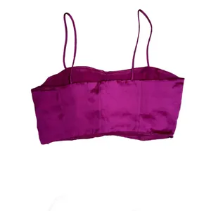 ZARA Crop Top Women’s M‎ Fuchsia Side Zip Spaghetti Strap thumbnail 2