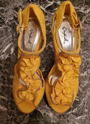 Ruffle Peep Toe Wedge Sandals thumbnail 1