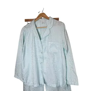 Miss Elaine Pajama Set Womens Medium Light Green Floral Jacquard‎ Classic Satin thumbnail 2