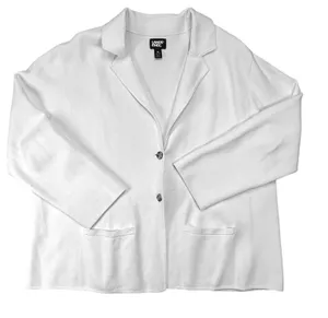 Lands End Womens 1X Cream 100%‎ Cotton Knit Blazer Cardigan Jacket 16W-18W thumbnail 1