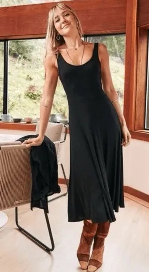 Marine Layer Lexi Fit and Flare black sleeveless midi dress Size XSmall NWT thumbnail 1
