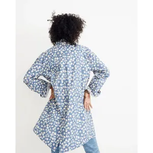 Madewell Preppy Ruffle-Neck Anorak‎ Raincoat French Floral Blue Moon Size Smalll thumbnail 4
