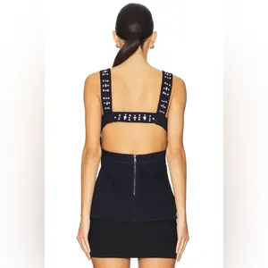 Free People Decked In‎ Shine Top in Dark Rinse Size Large thumbnail 4