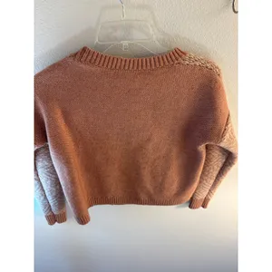 Madewell Fringe Chevron Knit Crewneck Sweater Clay Pink XXS wool thumbnail 4