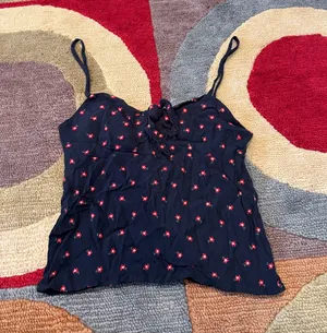 John Galt / Brandy Melville Sasha Tank Top Babydoll Navy Floral Print One Size thumbnail 1