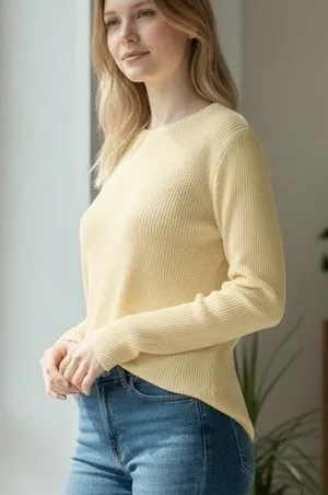 Divided H & M Top Yellow Semi Sheer Boho Casual Beach Stripes XL Long Sleeves thumbnail 1