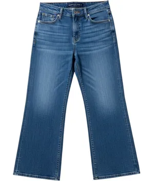 American Eagle Super High Rise Baggy Wide Leg Jeans Medium Wash Cut Off Hem 0 S thumbnail 1