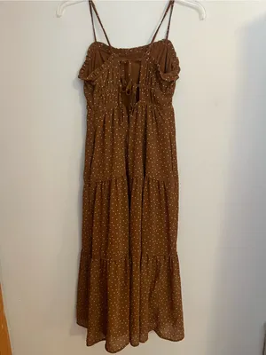 Madewell‎ Brown Polka Dot Tiered Midi Dress thumbnail 3