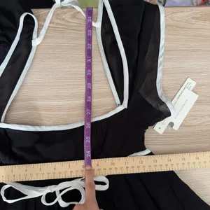 Anthropologie‎ Maeve XS Flutter Sleeve Bow Babydoll Dress Black White Whimsigoth thumbnail 9