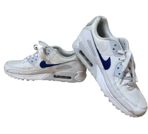 Nike Air Max 90 White with Blue Swoosh Size 9 / 40.5 thumbnail 1