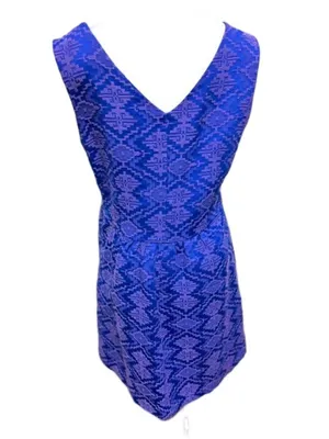 Maeve for Anthropologie Blue Purple Geometric Print Mini Dress Size 12 thumbnail 7