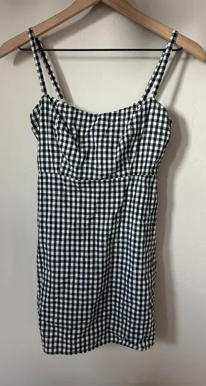 John Galt Black and White Gingham Mini Dress thumbnail 1