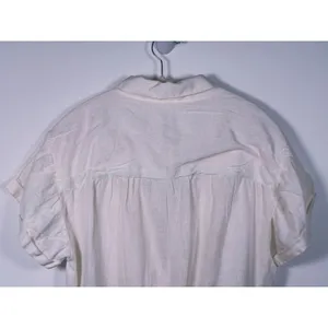 Sybilla Linen Blend Twist Front Crop Top Womens Size L White Minimalist Granola thumbnail 6
