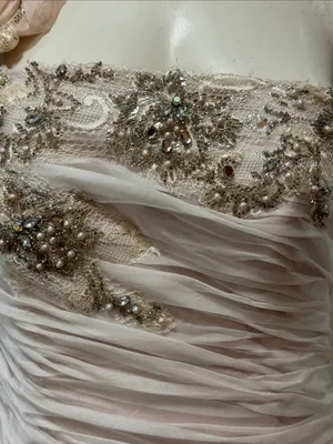 Mac Duggal Strapless Blush Pink Floral Ruffle Mermaid Gown Size 8 thumbnail 3
