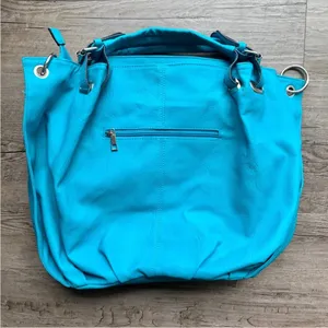 NWT Yoki Teal Vegan Leather Tassel 2-Way Slouchy Shoulder Bag thumbnail 3