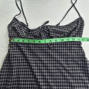 Aeropostale‎ Gingham Y2K Mini Dress Black White Checkered Empire Waist XS thumbnail 9