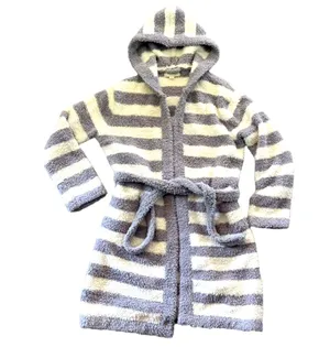 Barefoot Dreams CozyChic Gray and White Robe thumbnail 1