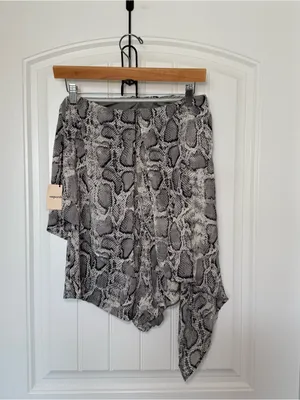 Superdown Women’s Small Gray Snake Print Draped Jumpsuit Romper Asymmetrical Y2K thumbnail 4