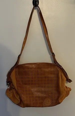 Earthbags Fred Salerno Perforated Brown Leather Purse Boho Shoulder Bag Vintage thumbnail 1