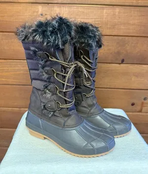 Khombu Kandice Tall Lace-up Faux Fur Winter Snow Boots Sz 10 Brown/gray thumbnail 1