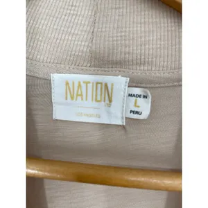 Nation Ltd Barrett 90s‎ Beige Tiered Smocked Midi Dress Size Large Boho Neutral thumbnail 4