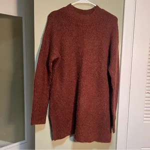 Old Navy Women's‎ Size Medium Cozy Tunic Pullover Sweater Rust Brown Mock Neck thumbnail 2