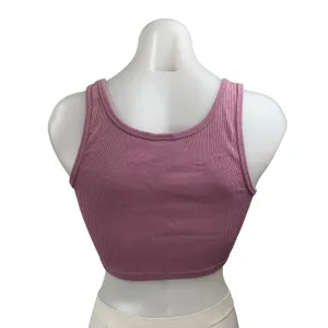 Aritzia TNA Pink Sculpt Ribbed Knit Sleeveless Scoop Cami Tank Crop Top Size S thumbnail 4