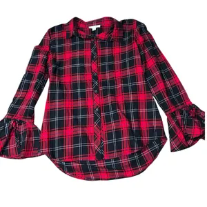 Beach lunch lounge Plaid ladies Shirt - Red and Black buffalo plaid thumbnail 2