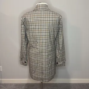 J. Ferrar Brown/White/Black Plaid Trench Coat Size L NWT thumbnail 4